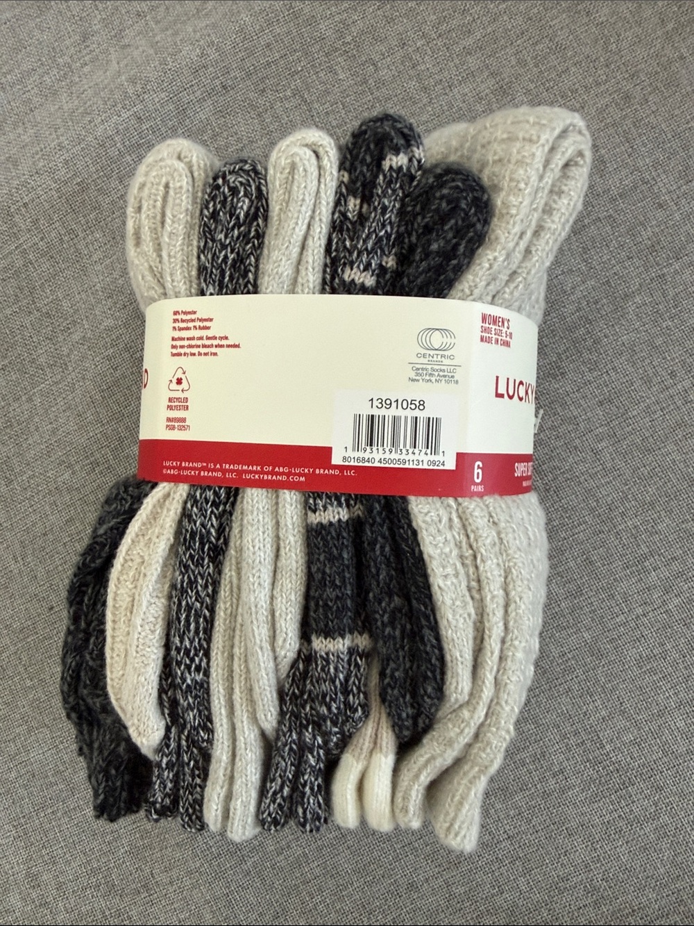 Lucky Brand Cream Waffle-Knit Boot Socks set of 6